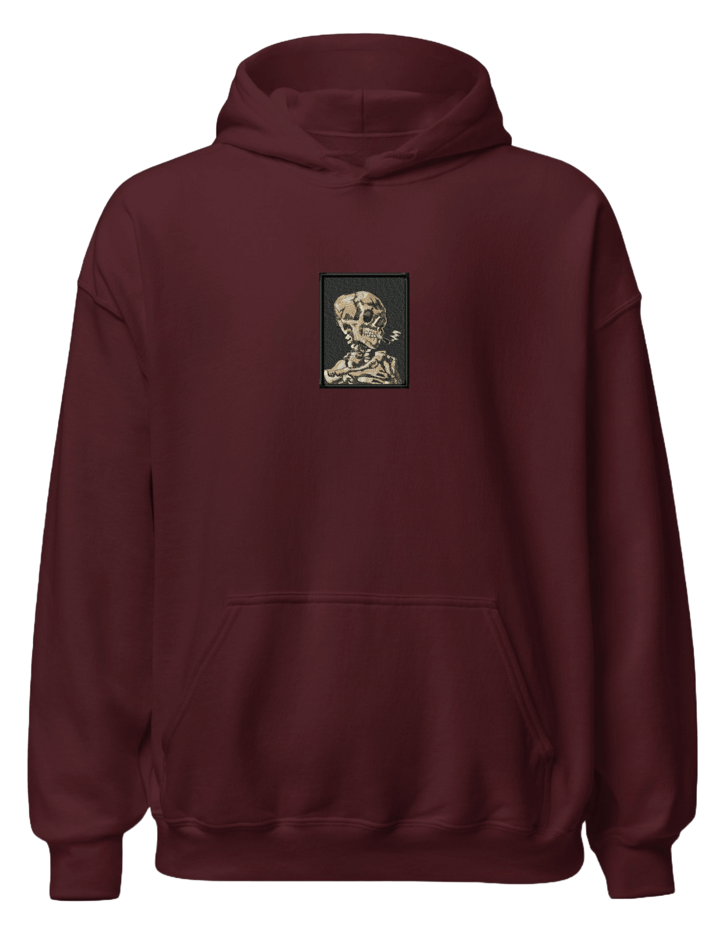 Skull of a Skeleton with Burning Cigarette Van Gogh hoodie Picturi - Thread Muse