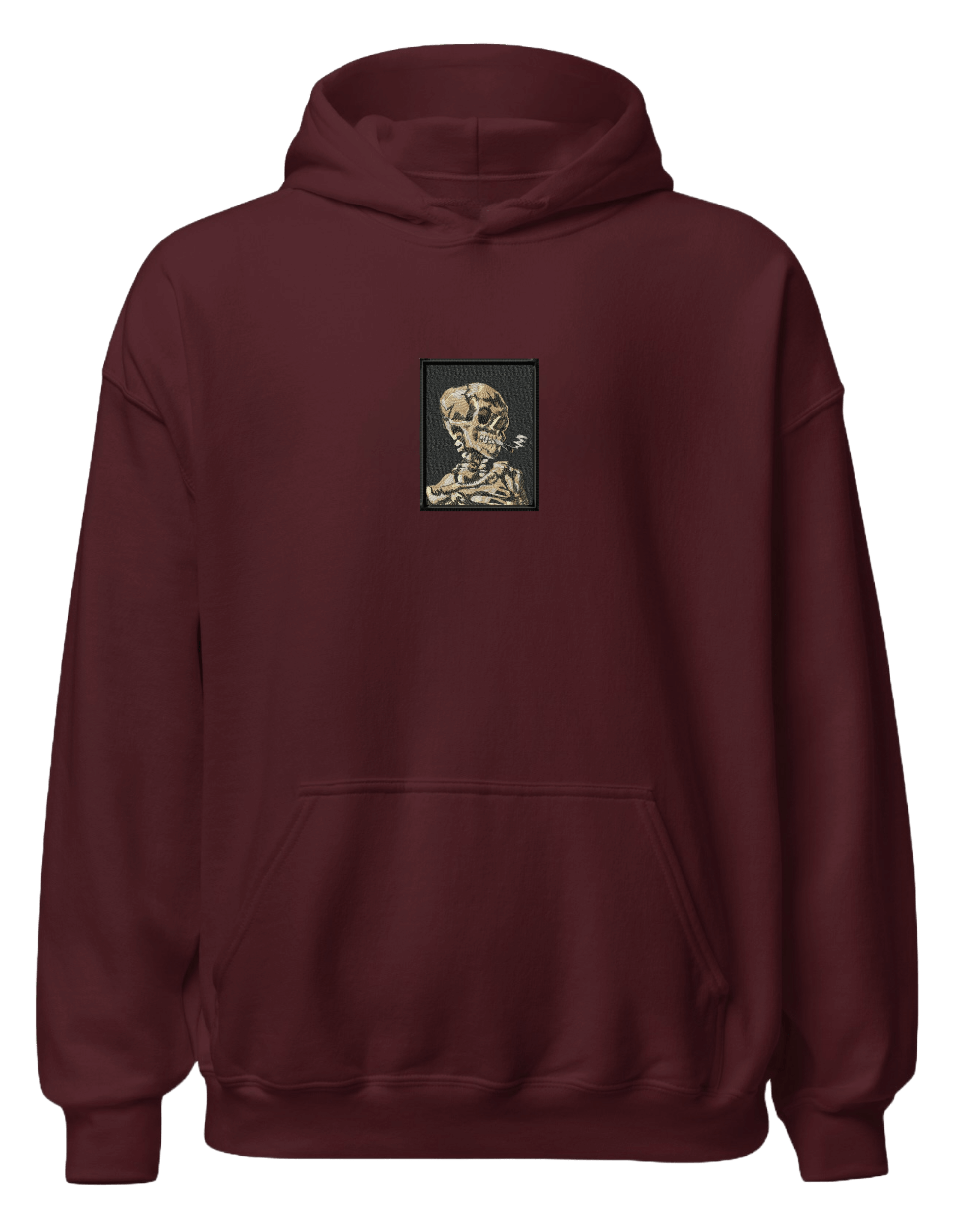 Skull of a Skeleton with Burning Cigarette Van Gogh hoodie Picturi - Thread Muse