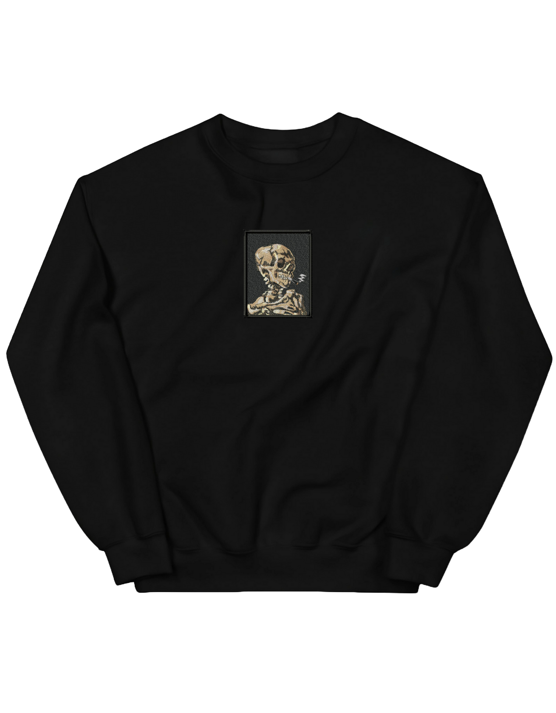 Skull of a Skeleton with Burning Cigarette Van Gogh sweatshirt Picturi - Thread Muse