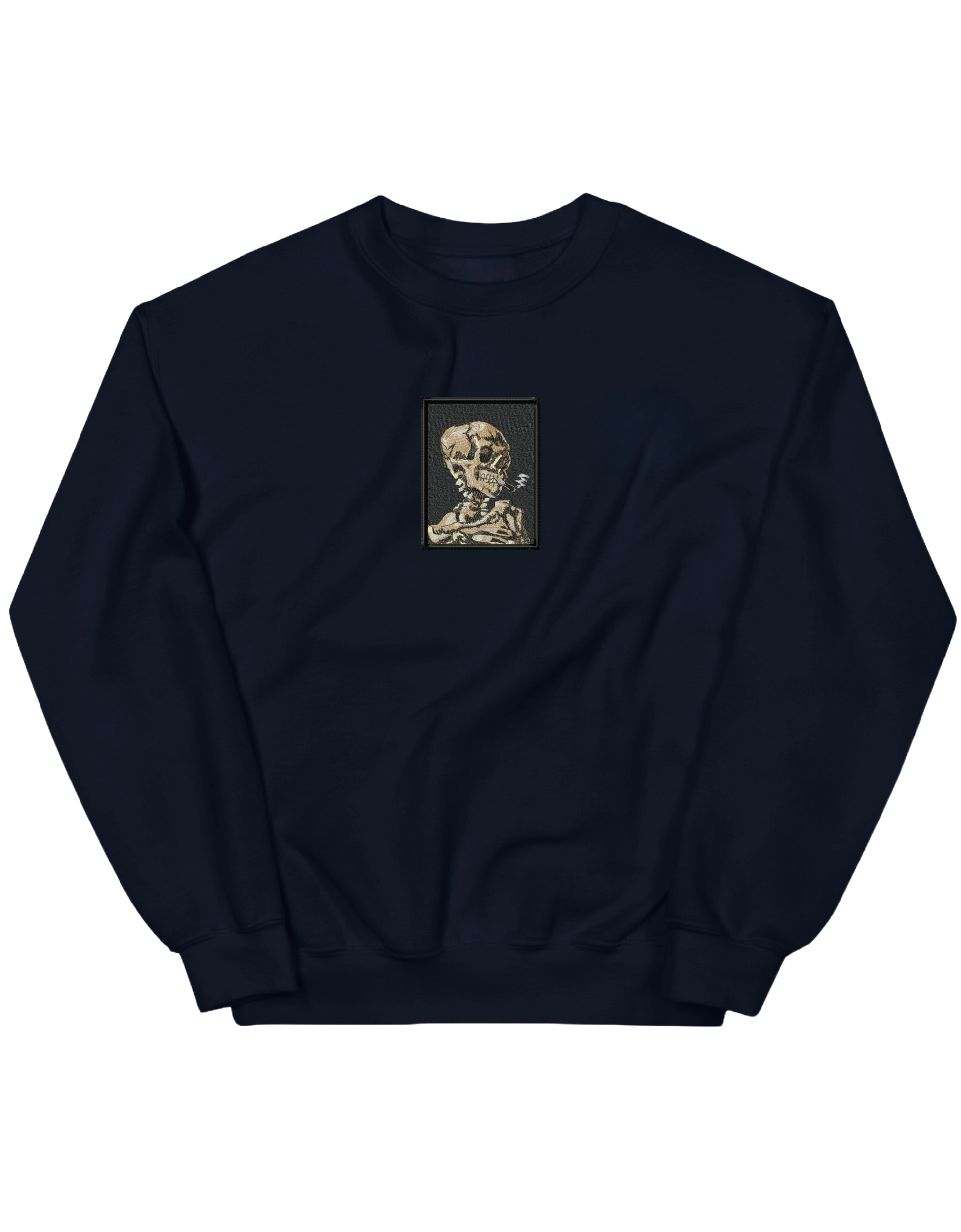 Skull of a Skeleton with Burning Cigarette Van Gogh sweatshirt Picturi - Thread Muse