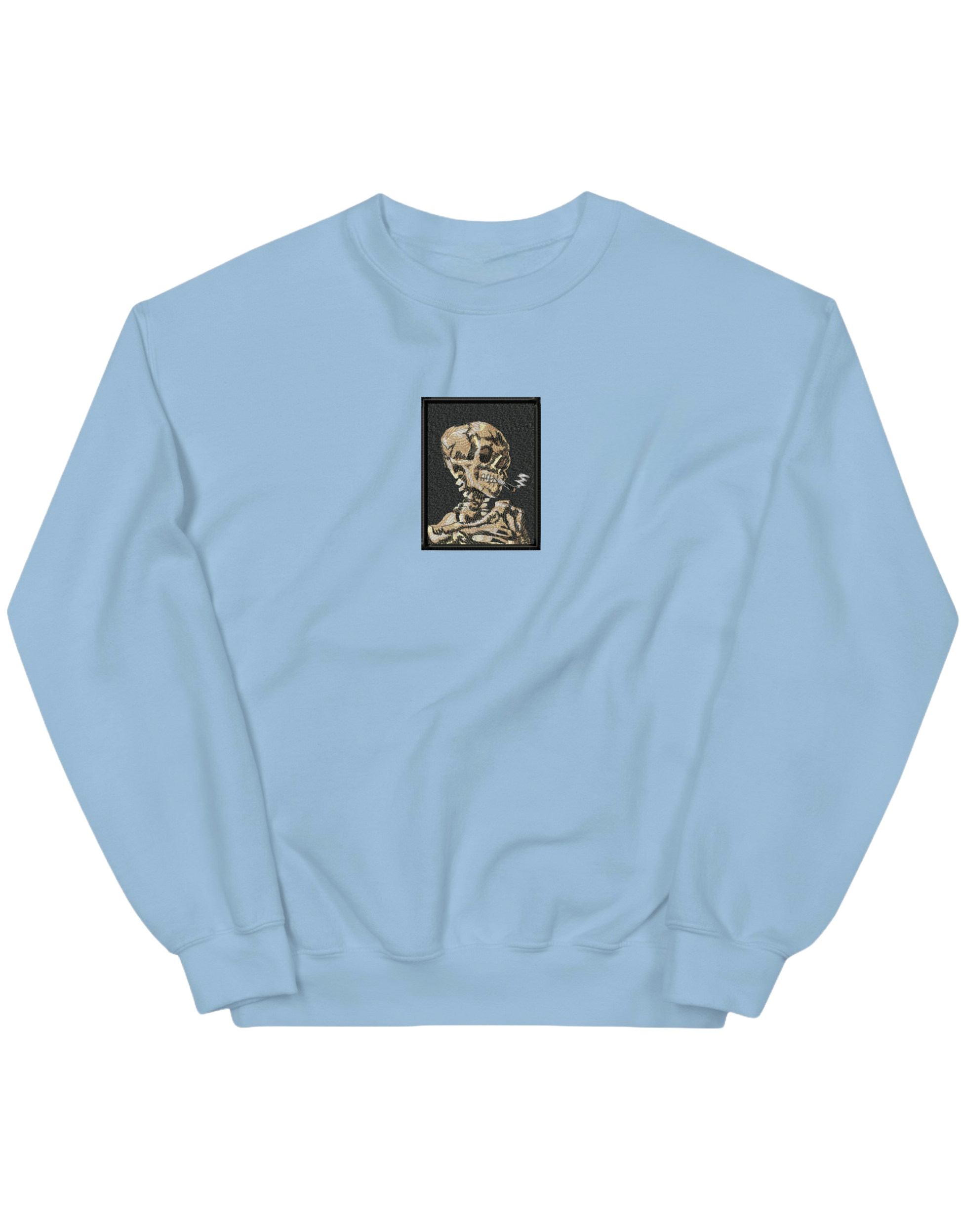 Skull of a Skeleton with Burning Cigarette Van Gogh sweatshirt Picturi - Thread Muse