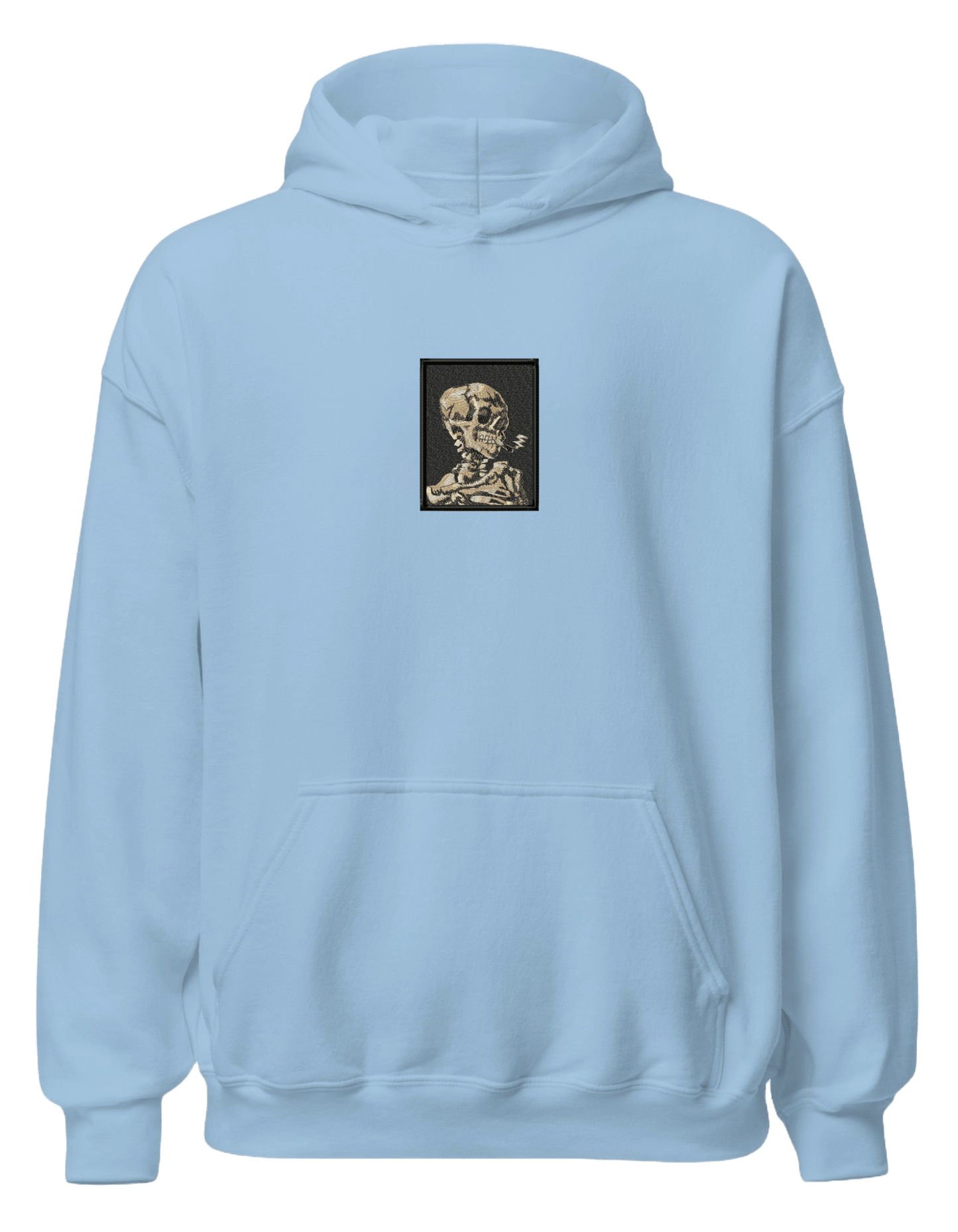 Skull of a Skeleton with Burning Cigarette Van Gogh hoodie Picturi - Thread Muse