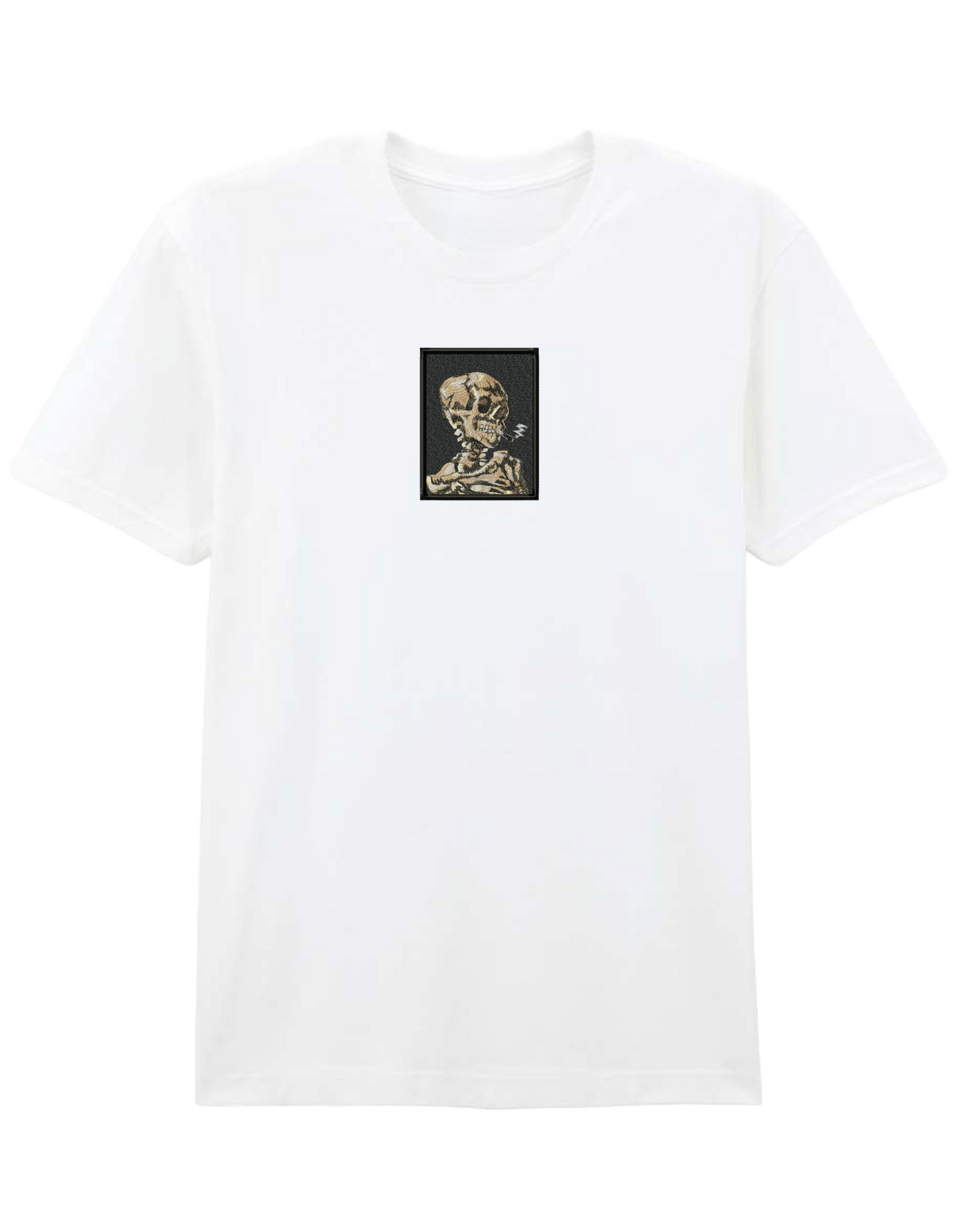Skull of a Skeleton with Burning Cigarette Van Gogh tricou Picturi - Thread Muse