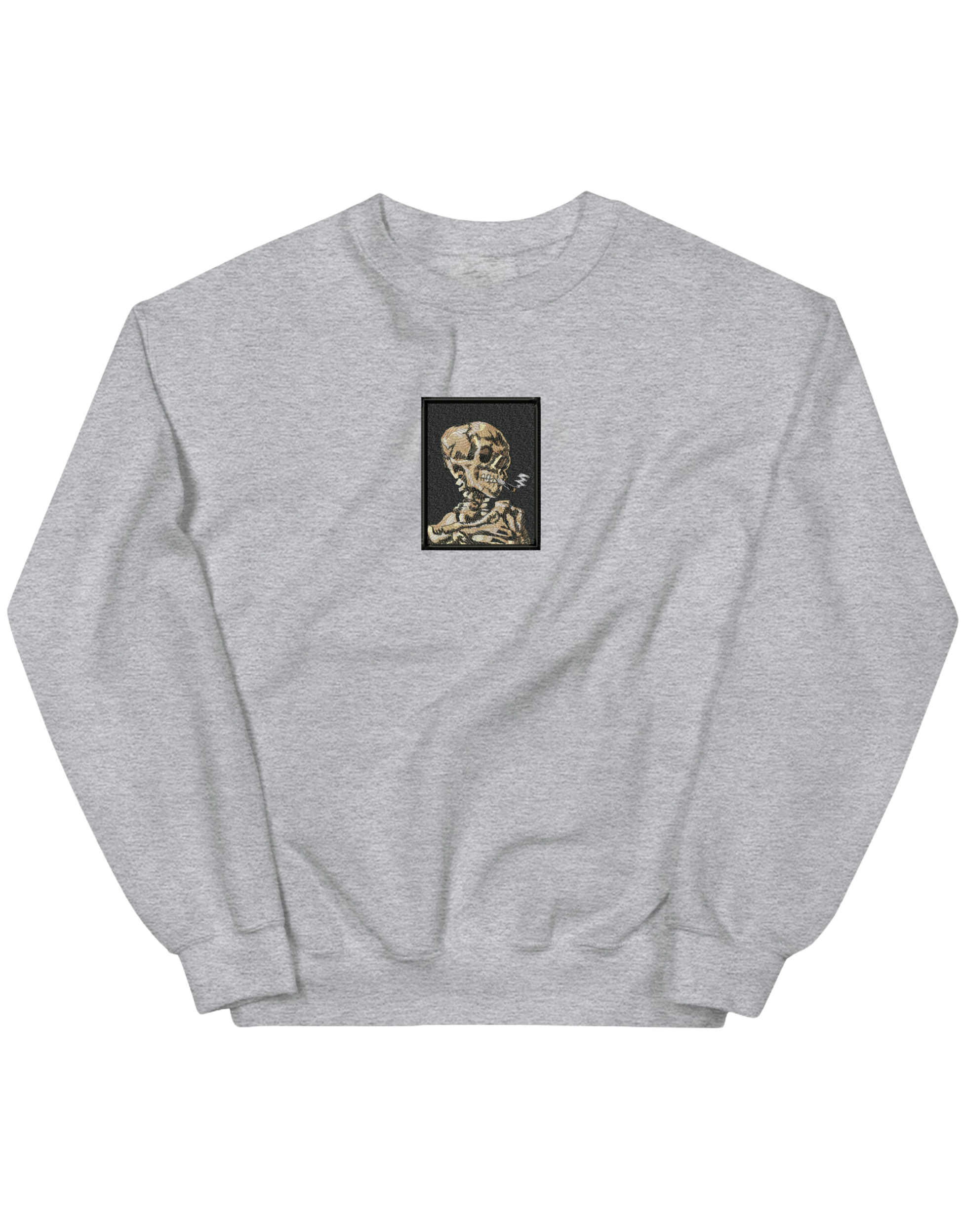 Skull of a Skeleton with Burning Cigarette Van Gogh sweatshirt Picturi - Thread Muse