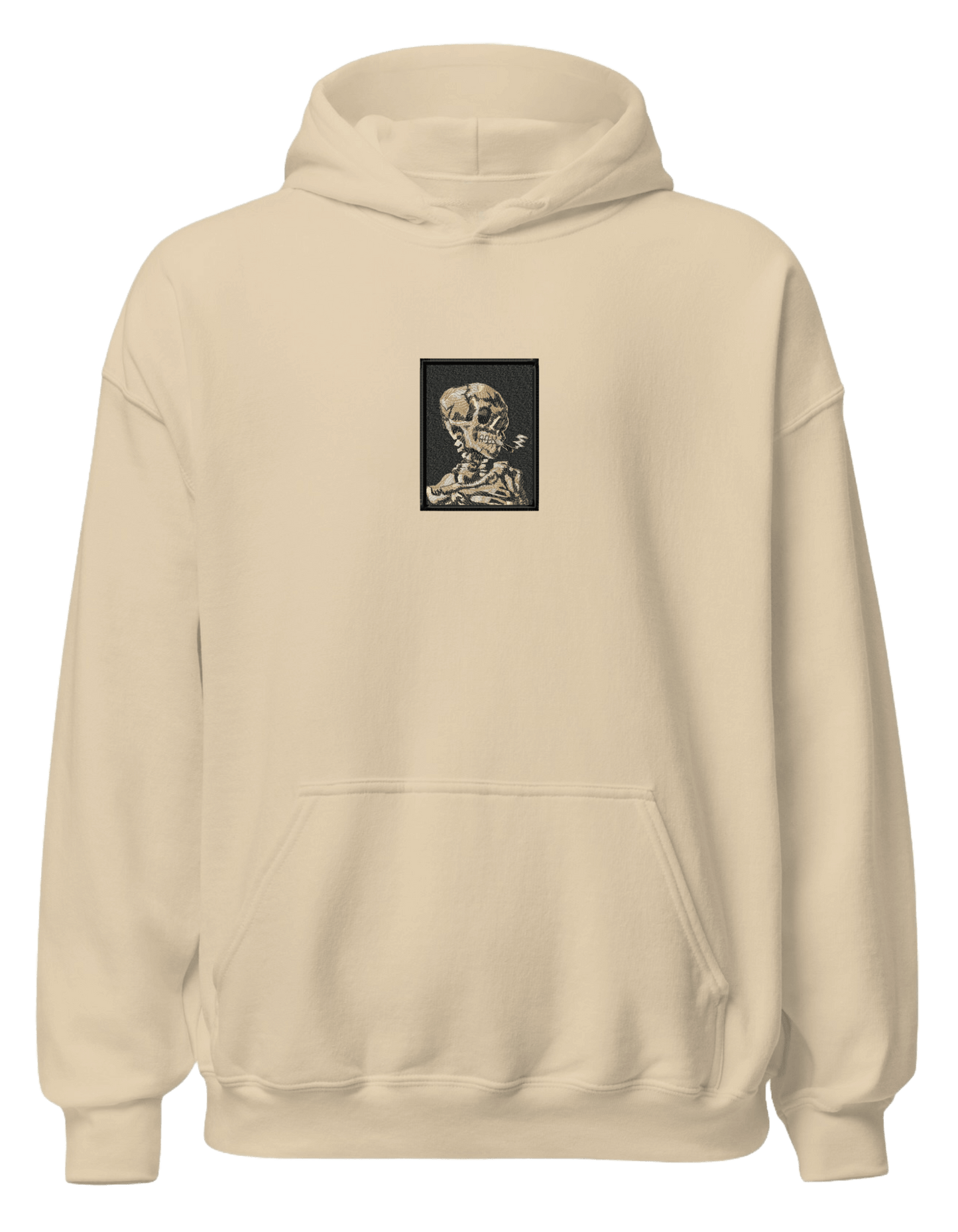 Skull of a Skeleton with Burning Cigarette Van Gogh hoodie Picturi - Thread Muse