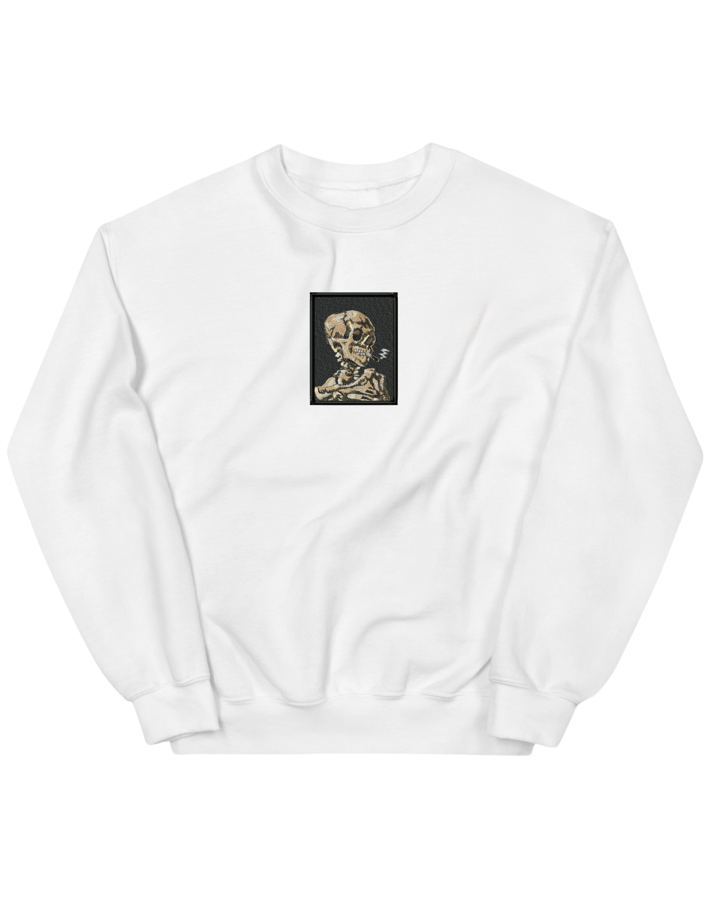 Skull of a Skeleton with Burning Cigarette Van Gogh sweatshirt Picturi