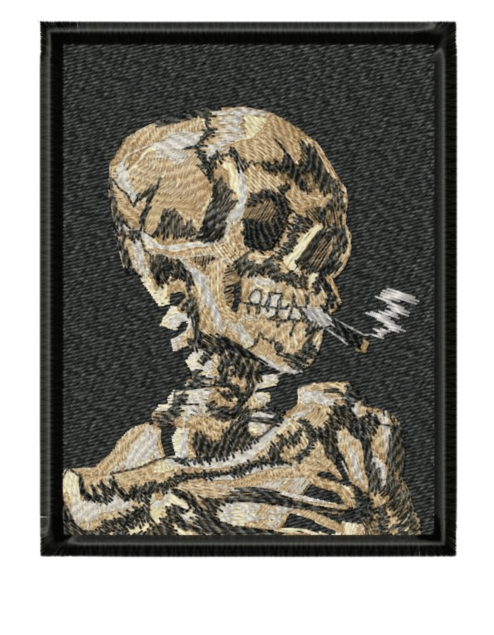 Skull of a Skeleton with Burning Cigarette Van Gogh hoodie Picturi - Thread Muse