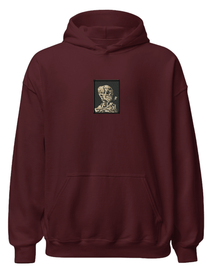 Skull of a Skeleton with Burning Cigarette Van Gogh hoodie Picturi - Thread Muse