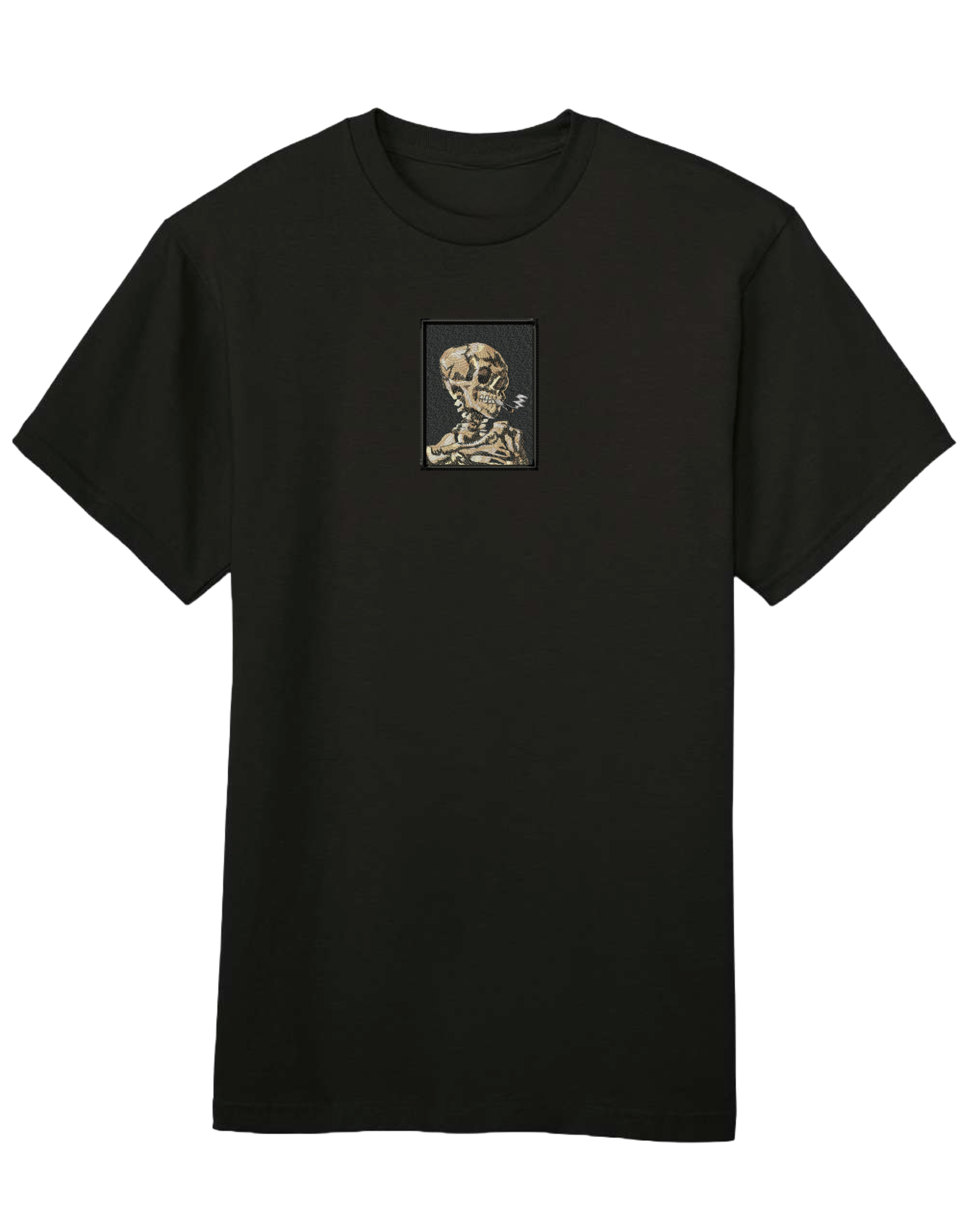 Skull of a Skeleton with Burning Cigarette Van Gogh tricou Picturi - Thread Muse