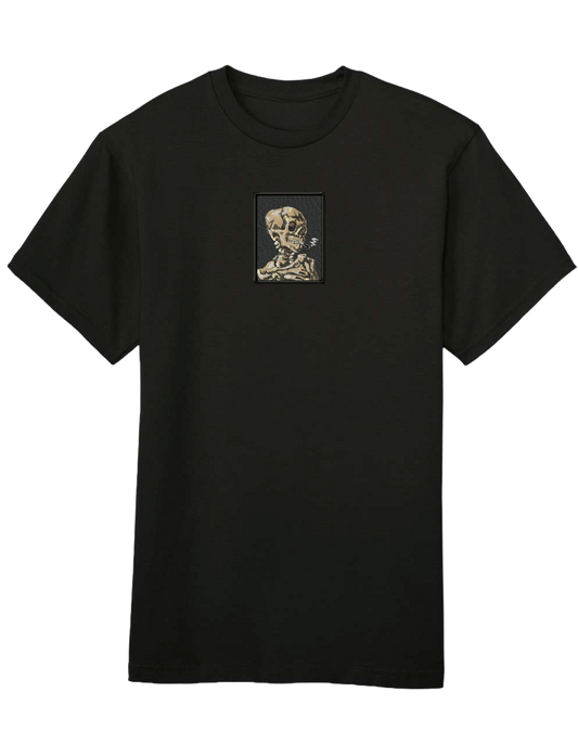 Skull of a Skeleton with Burning Cigarette Van Gogh tricou Picturi - Thread Muse