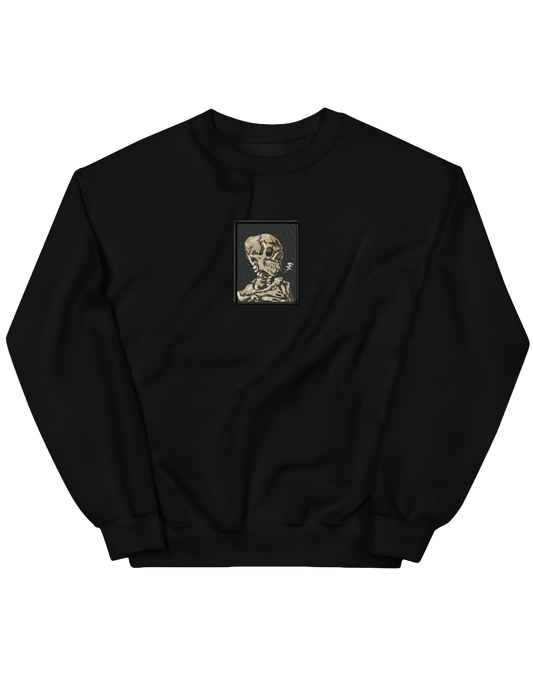 Skull of a Skeleton with Burning Cigarette Van Gogh sweatshirt Picturi - Thread Muse