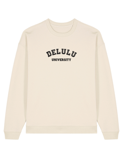 Delulu university sweatshirt mesaje