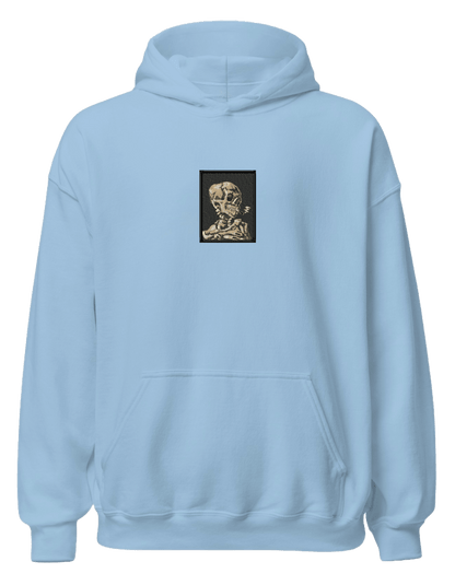 Skull of a Skeleton with Burning Cigarette Van Gogh hoodie Picturi - Thread Muse