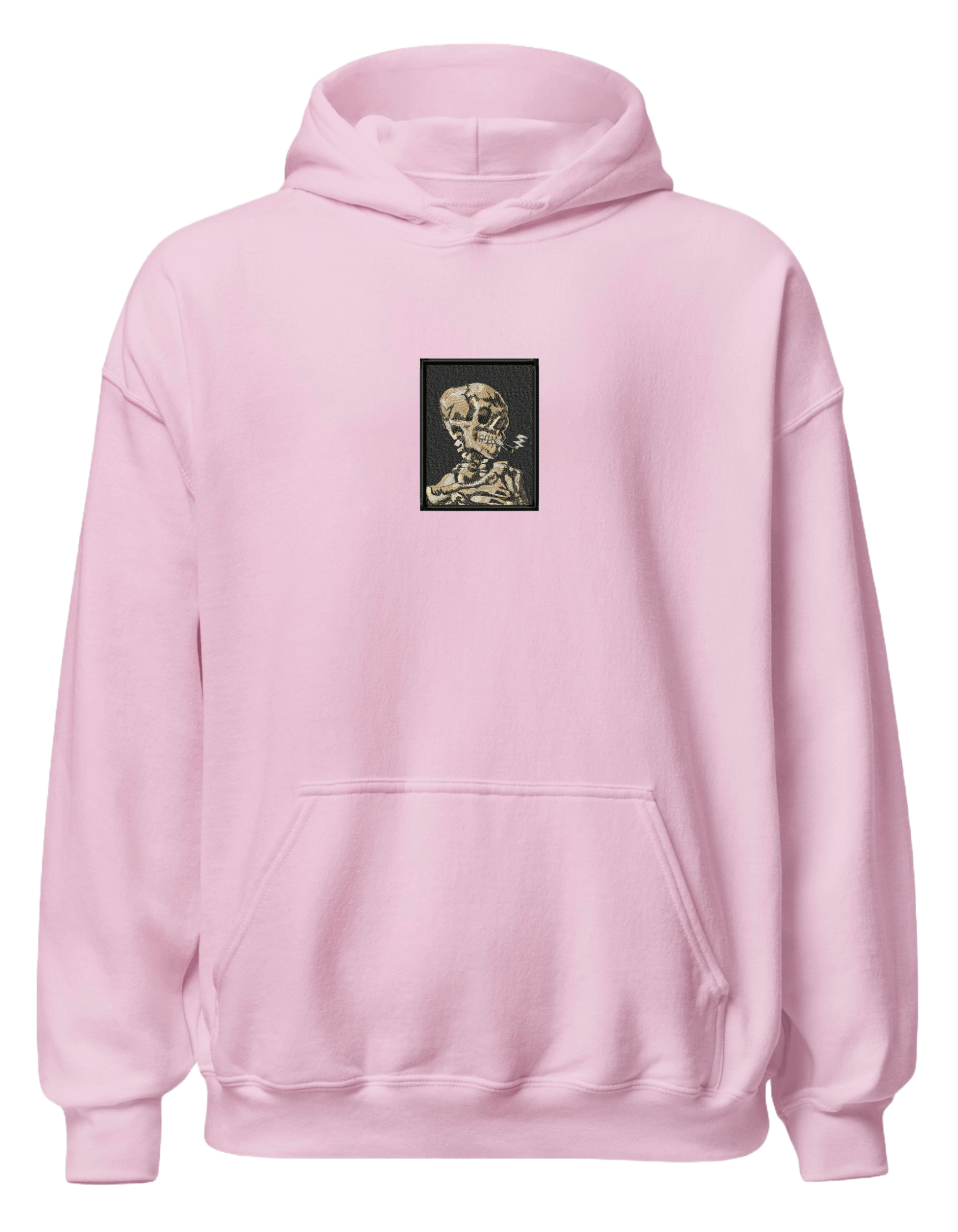 Skull of a Skeleton with Burning Cigarette Van Gogh hoodie Picturi - Thread Muse