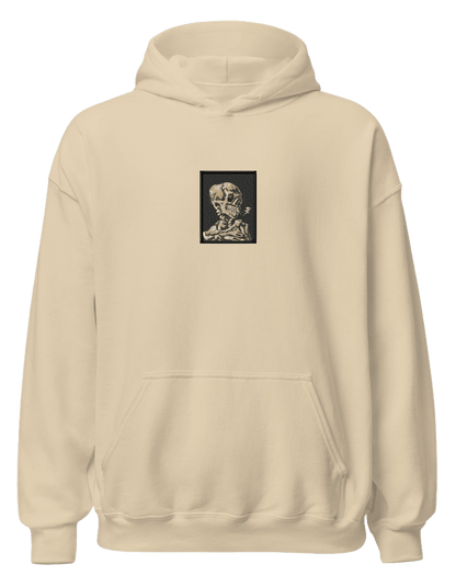 Skull of a Skeleton with Burning Cigarette Van Gogh hoodie Picturi - Thread Muse