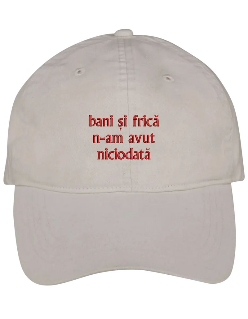 Bani si frica sapca brodata