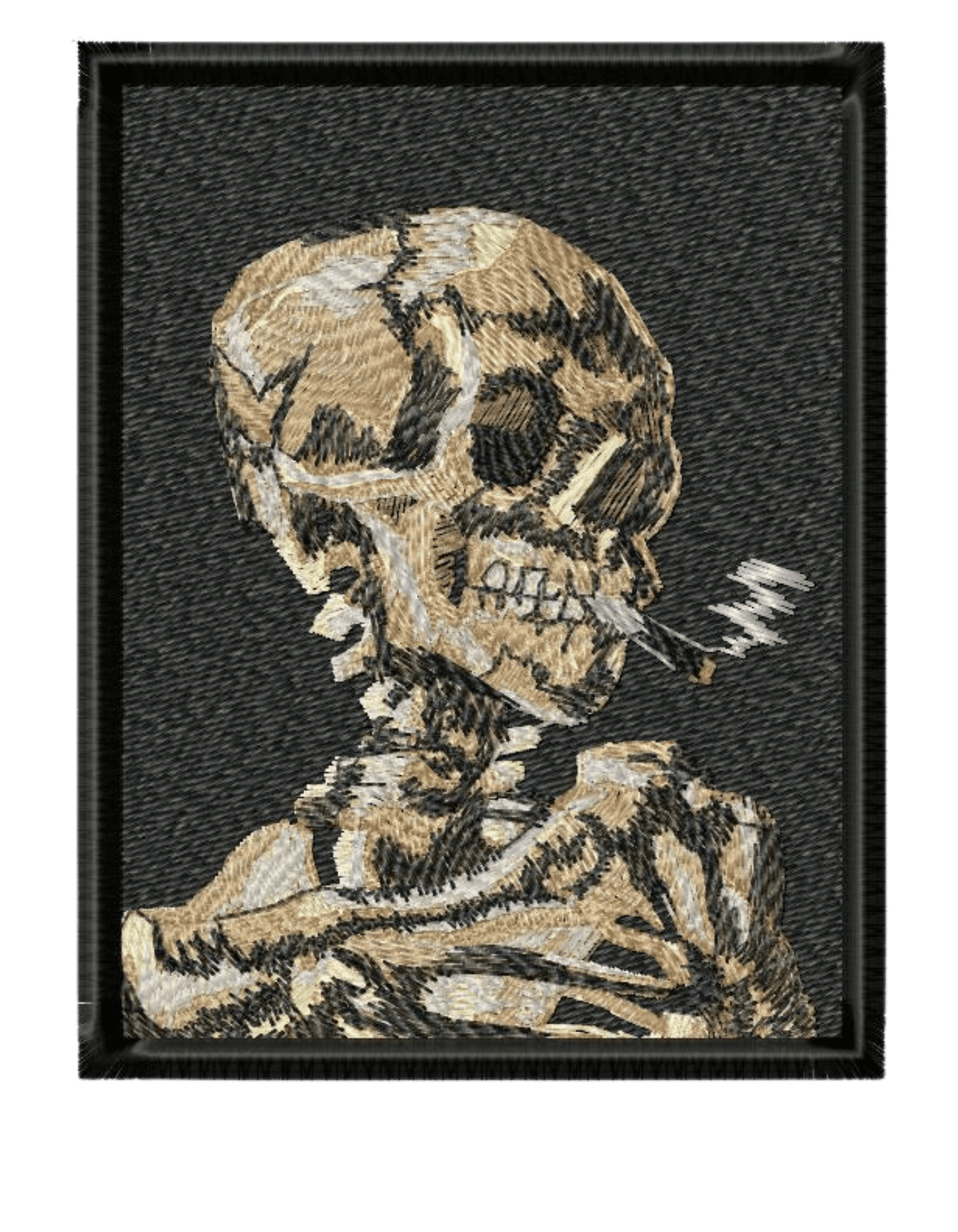 Skull of a Skeleton with Burning Cigarette Van Gogh hoodie Picturi - Thread Muse