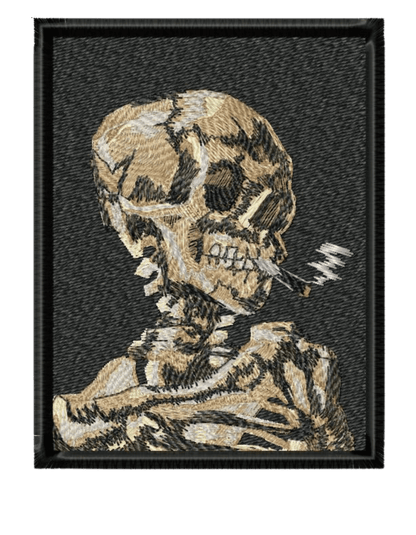 Skull of a Skeleton with Burning Cigarette Van Gogh hoodie Picturi - Thread Muse